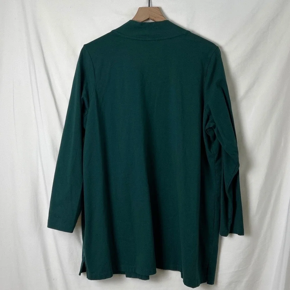 d&co. Women Open Front Shawl Collar Cardigan Forest Green Size 1XP Dark Academia